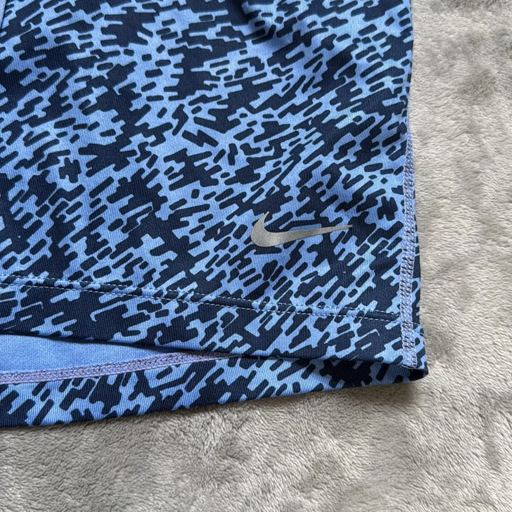 Nike Blue and Black Patterned Dri-Fit Shorts